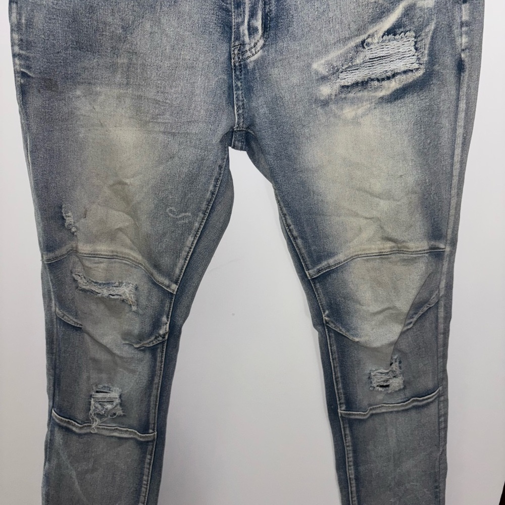 Men's Distressed Skinny Jeans in Gray
